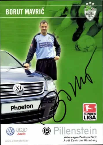 Autogrammkarte Fußballer Borut Mavric, SpVgg Greuther Fürth, Autogramm