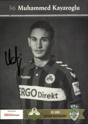 Autogrammkarte Fußballer Muhammed Kayaroglu, SpVgg Greuther Fürth, Autogramm