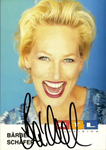 Autogrammkarte Moderatorin Bärbel Schäfer, Portrait, Autogramm