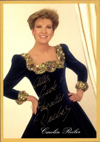 Autogrammkarte Moderatorin Carolin Reiber, Portrait, Autogramm