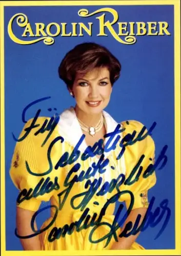 Autogrammkarte Moderatorin Carolin Reiber, Portrait, Autogramm