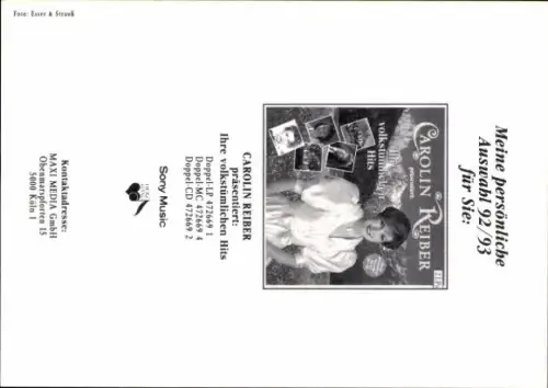 Autogrammkarte Moderatorin Carolin Reiber, Portrait, Autogramm