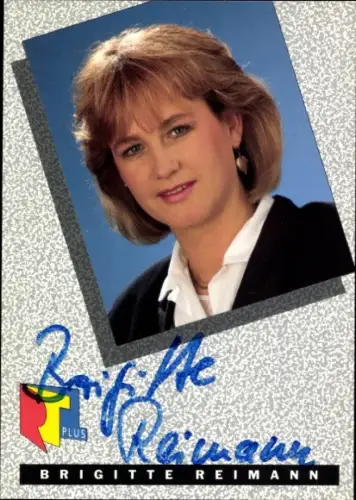 Autogrammkarte Moderatorin Brigitte Reimann, Portrait, Autogramm