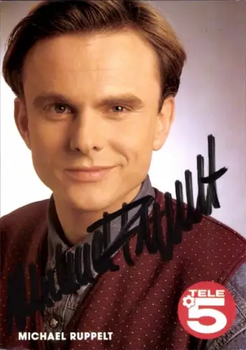 Autogrammkarte Moderator Michael Ruppelt, Portrait, Autogramm