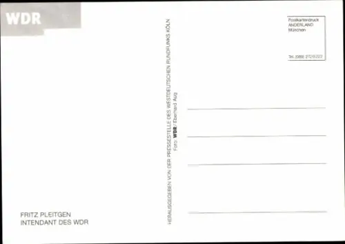 Ak Moderator und Intendant Fritz Pleitgen, Portrait, Autogramm