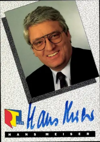 Autogrammkarte Moderator Hans Meiser, Portrait, Autogramm