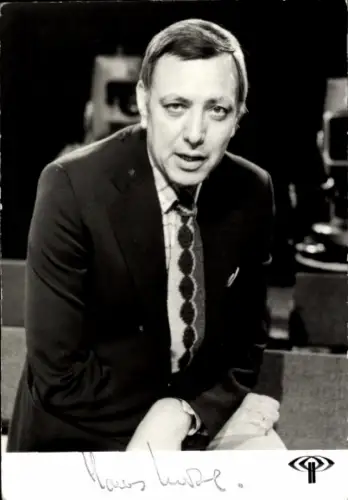 Autogrammkarte Moderator Hans Mohl, Portrait, Autogramm