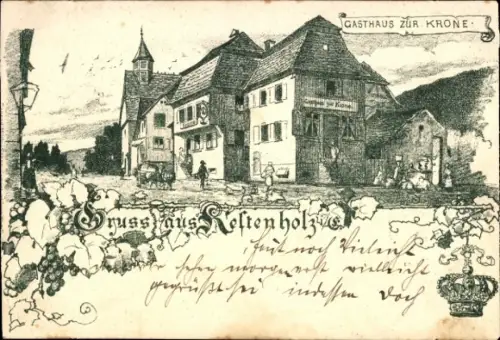 Ak Châtenois Kestenholz Elsass Bas Rhin, Gasthaus zur Krone