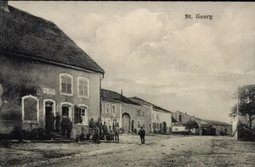 Ak Mesnil-Saint-Georges St. Georg Somme, Straßenpartie, 1. WK