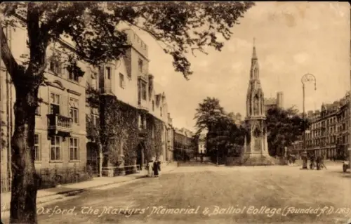 Ak Oxford Oxfordshire England, Martyrs' Memorial, Balliol College,  , 1930
