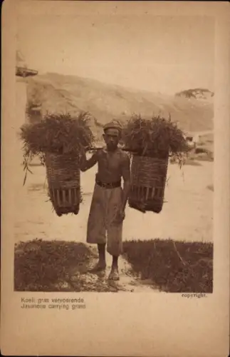 Ak Java Indonesien, Javanese carrying grass
