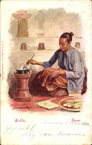 Künstler Litho Java Indonesien, Kokki