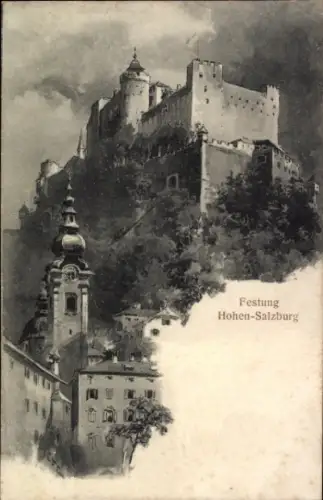 Ak Salzburg in Österreich, Festung Hohen- Bergfestung,  Architektur