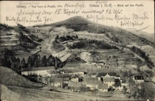 Ak Orbey Urbeis Elsass Haut Rhin, Blick auf den Faudé, Landschaft, Häuser, Wald, Gebirge
