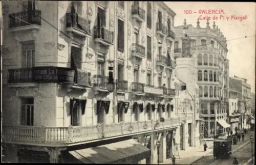 Ak Valencia Stadt Spanien, Pension La F, Calle de Ply Margall,  Straßenansicht, 