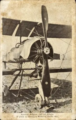 CPA Reims-Marne, Appareil Breguet, 2 place au Concours Militaire 1911