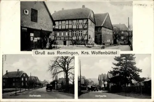 Ak Remlingen in Niedersachsen, Geschäft Alfred Stallmann,  Dorfstraße, Dorfpartie
