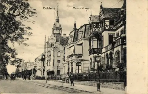 Ak Coblenz Koblenz am Rhein,  Mainzerstraße,  Gebäude, Straßenansicht