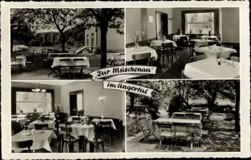 Ak Hösel Ratingen Nordrhein Westfalen, Gaststätte Zur Müschenau, Angertal, Innen- und Außenansicht