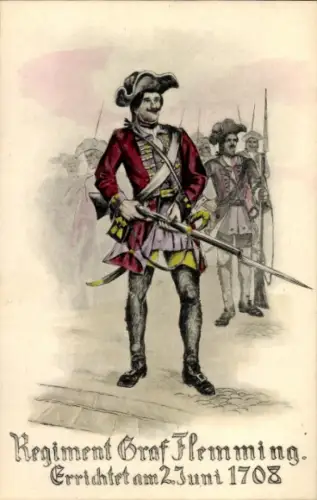 Künstler Ak Regiment Graf Flemming, Soldaten