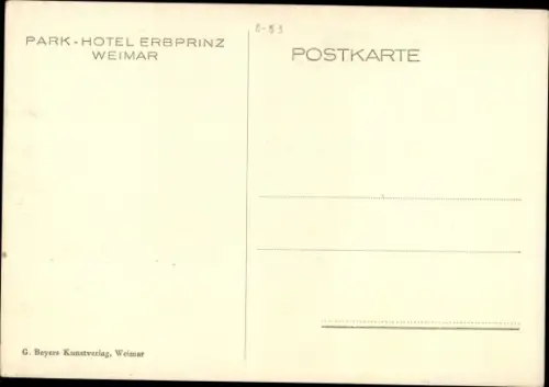 Ak Weimar in Thüringen, Parkhotel Erbprinz, Carl Maria von Weber-Zimmer