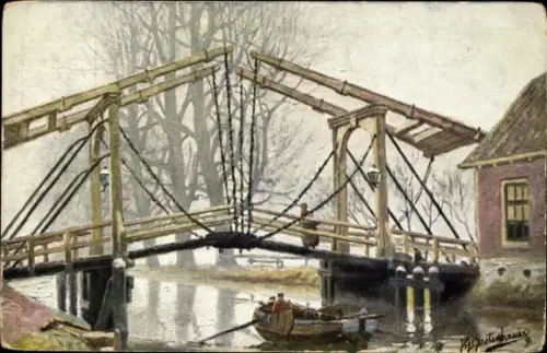 Künstler Ak Gerstenhauer, Johann, Georg, Niederlande, Klappbrücke