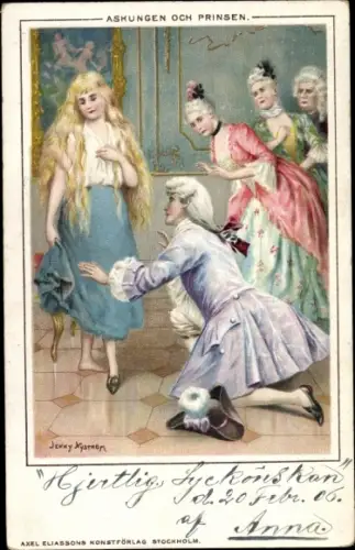 Künstler Ak Nyström, Jenny, Märchen, Aschenbrödel, Askungen och Prinsen, Gebrüder Grimm