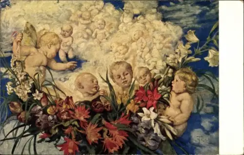 Künstler Ak Thoma, Hans, Engelswolke