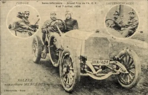 CPA Seine-Inferieure, Grand Prix, Salzer sur voiture Mercedes