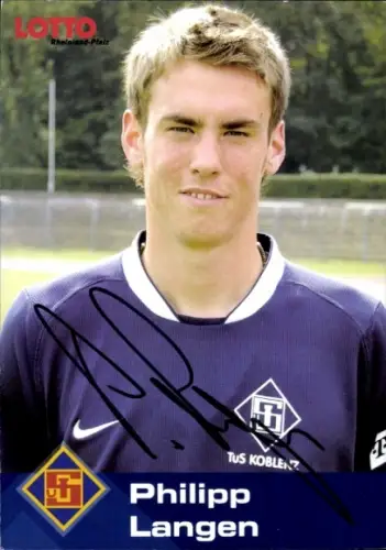 Autogrammkarte Fußballer Philipp Langen, TuS Koblenz, Autogramm