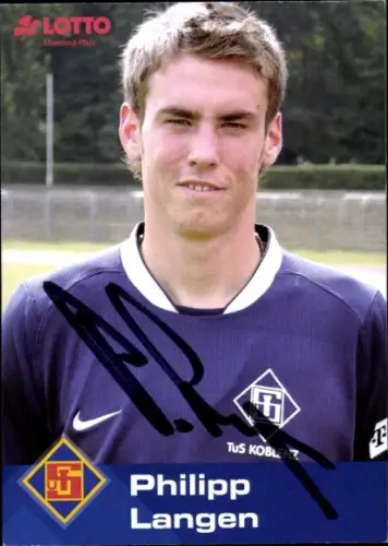 Autogrammkarte Fußballer Philipp Langen, TuS Koblenz, Autogramm
