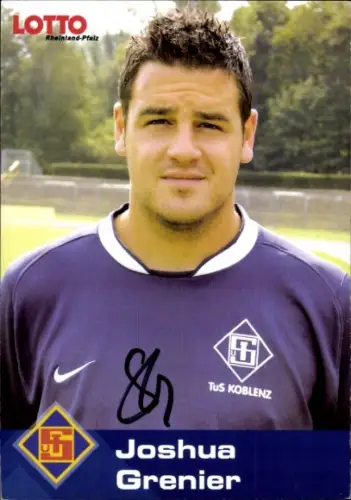 Autogrammkarte Fußballer Joshua Grenier, TuS Koblenz, Autogramm