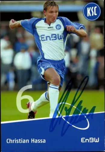 Autogrammkarte Fußballer Christian Hassa, Karlsruher SC, Autogramm