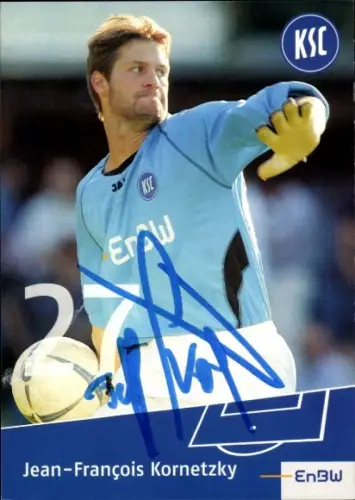 Autogrammkarte Fußballer Jean-François Kornetzky, Karlsruher SC, Autogramm