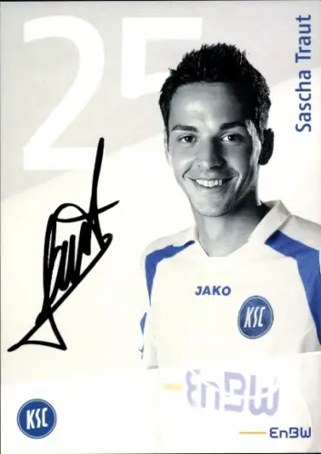Autogrammkarte Fußballer Sascha Traut, Karlsruher SC, Autogramm