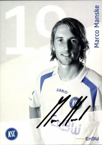Autogrammkarte Fußballer Marco Manske, Karlsruher SC, Autogramm