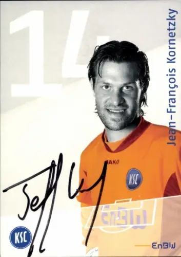 Autogrammkarte Fußballer Jean-François Kornetzky, Karlsruher SC, Autogramm