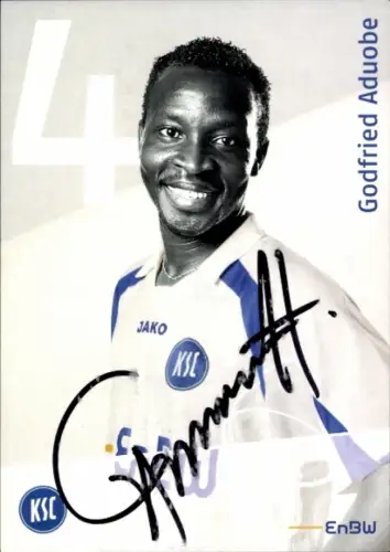 Autogrammkarte Fußballer Godfried Aduobe, Karlsruher SC, Autogramm