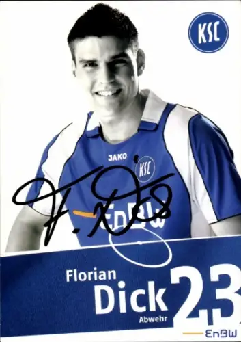 Autogrammkarte Fußballer Florian Dick, Karlsruher SC, Autogramm