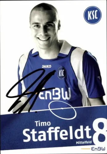 Autogrammkarte Fußballer Timo Staffeldt, Karlsruher SC, Autogramm