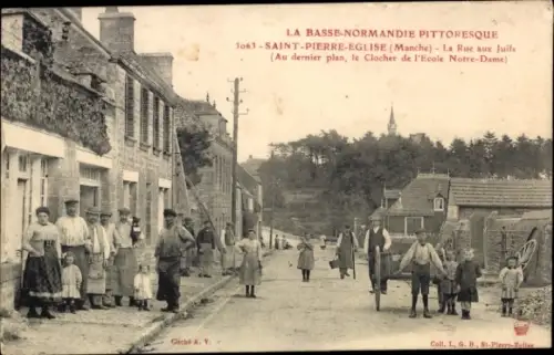 CPA Église Saint-Pierre de la Manche, Rue aux Juifs