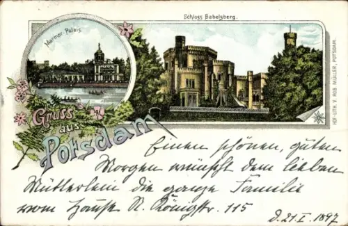 Litho Babelsberg Potsdam, Marmor-Palais, Schloss Babelsberg