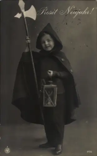 Ak Glückwunsch Neujahr, Kind als Nachtwächter, Laterne