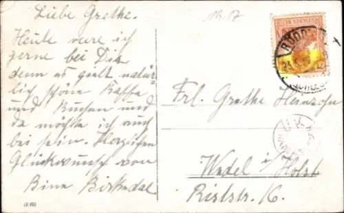 Ak Zwei Mädchen am Fenster, Blumen