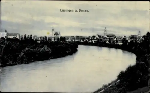 Ak Lauingen an der Donau Schwäbische Alb, Landschaft mit Fluss, Stadtansicht, Lauingen a. Donau