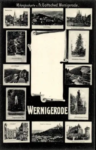 Ak Wernigerode im Harz, Mikroskopkarte,  verschiedene Ansichten, Fr. Gottsched
