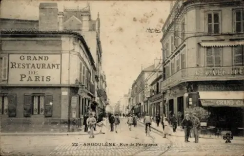 Ak Angoulême Charente, Straße mit Menschen, Restaurant, Werbung, Geschäfte, Angoulême