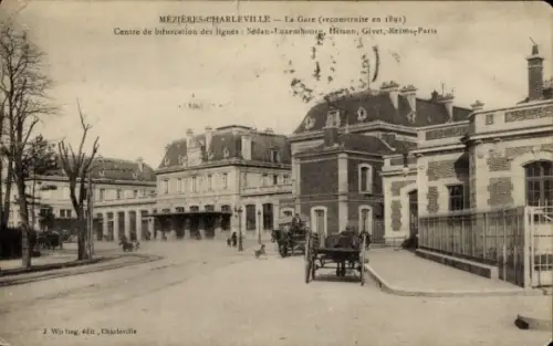 Ak Charleville Mézières Ardennes, Bahnhof,  Architektur, französischer Text