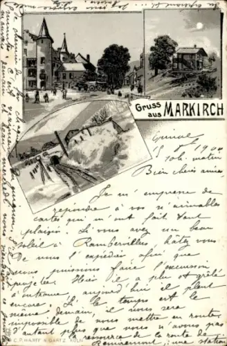 Ak Sainte Marie aux Mines Markirch Elsass Haut Rhin,  aus  Landschaftszeichnung, Text in Französi