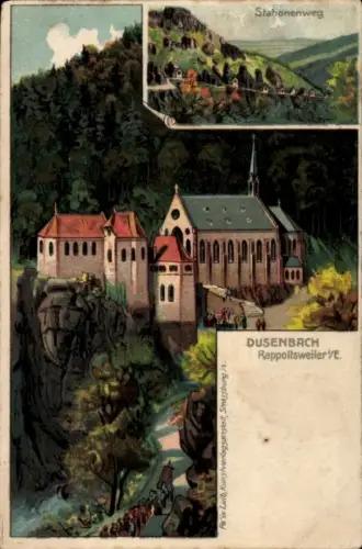 Ak Ribeauvillé Rappoltsweiler Elsass Haut Rhin, Maria Dusenbach, Wallfahrtskirche, Kloster,  Kirc